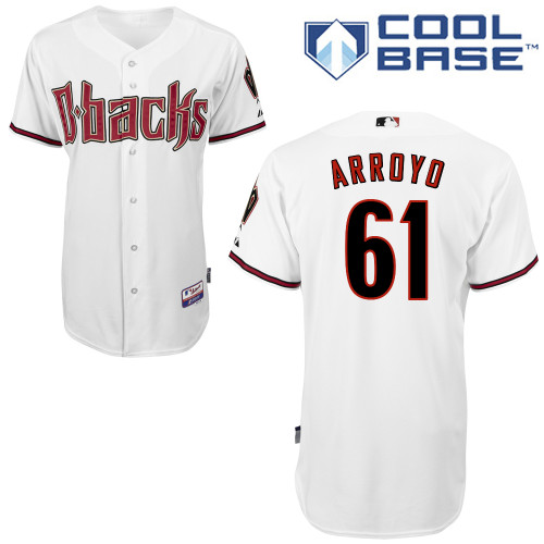 Bronson Arroyo #61 MLB Jersey-Arizona Diamondbacks Men's Authentic Home White Cool Base Baseball Jersey